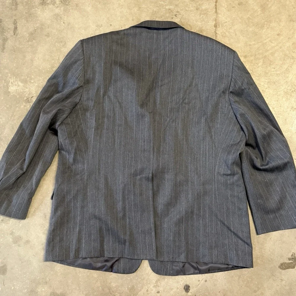 Petrocelli 54R Navy Blue Two Button 100% Wool Blazer Jacket Sport Coat Pinstripe